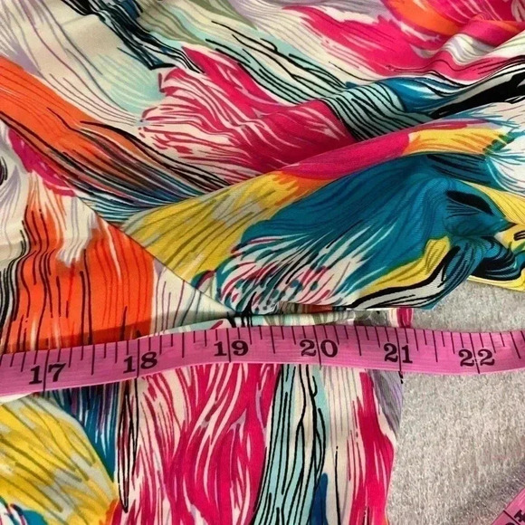 [M]Vintage Citrine  Abstract Rainbow Tulips L/S Pull Over Blouse Key Hole Neck - Picture 8 of 10